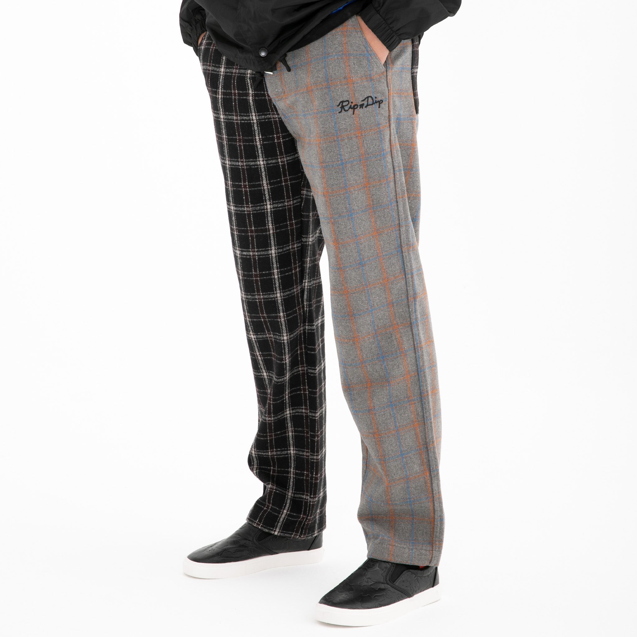 Limbo Split Plaid Flannel Pants (Dark Brown)