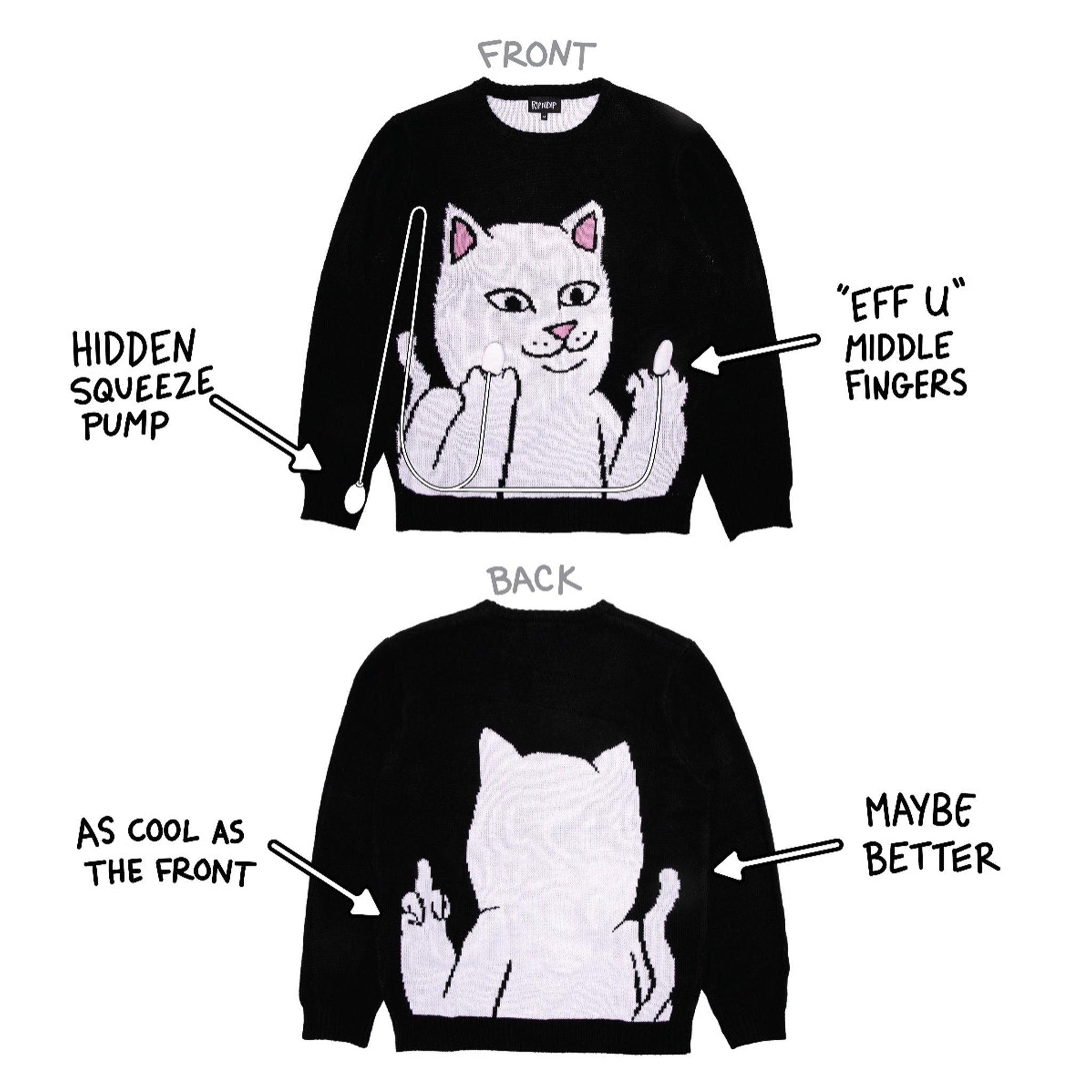 Lord Nermal Flippy Knitty Sweater Black RIPNDIP MX ONLINE lord-nermal-flippy-knitty-sweater-black-ripndip-mx-online