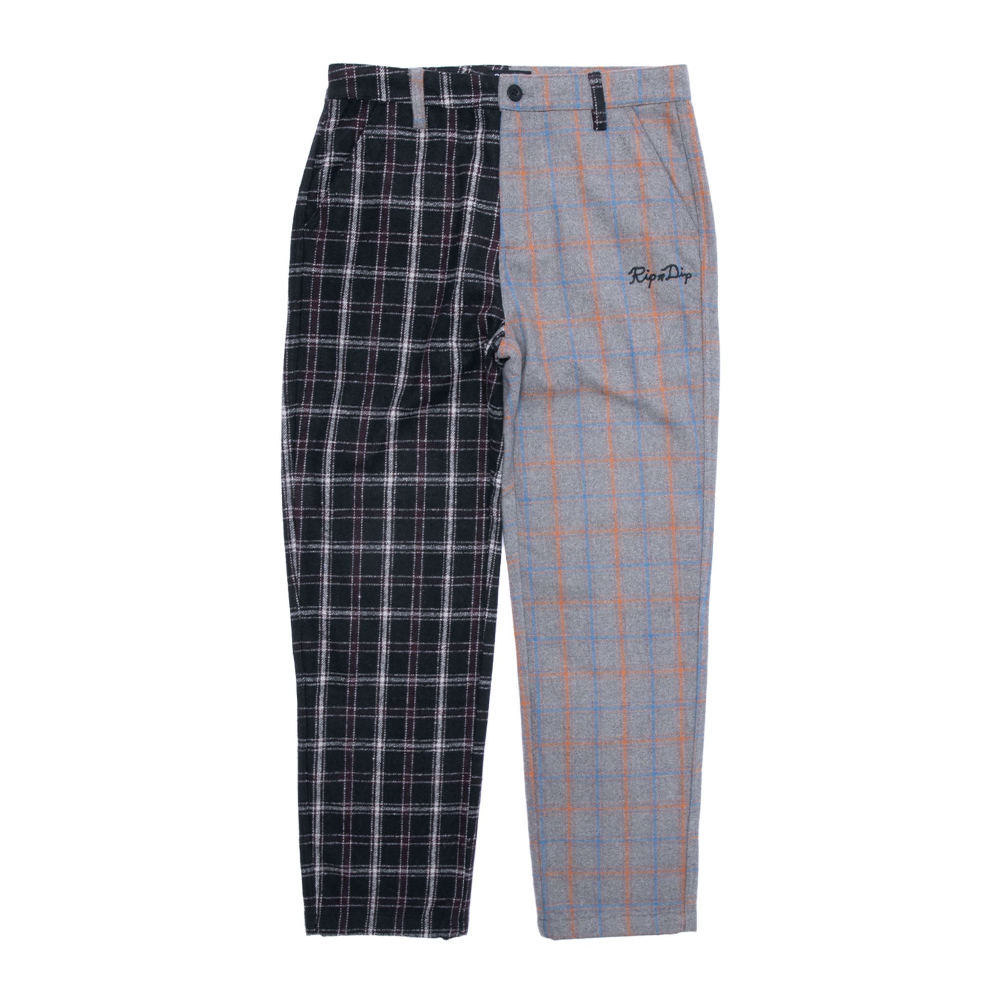 Limbo Split Plaid Flannel Pants (Dark Brown)