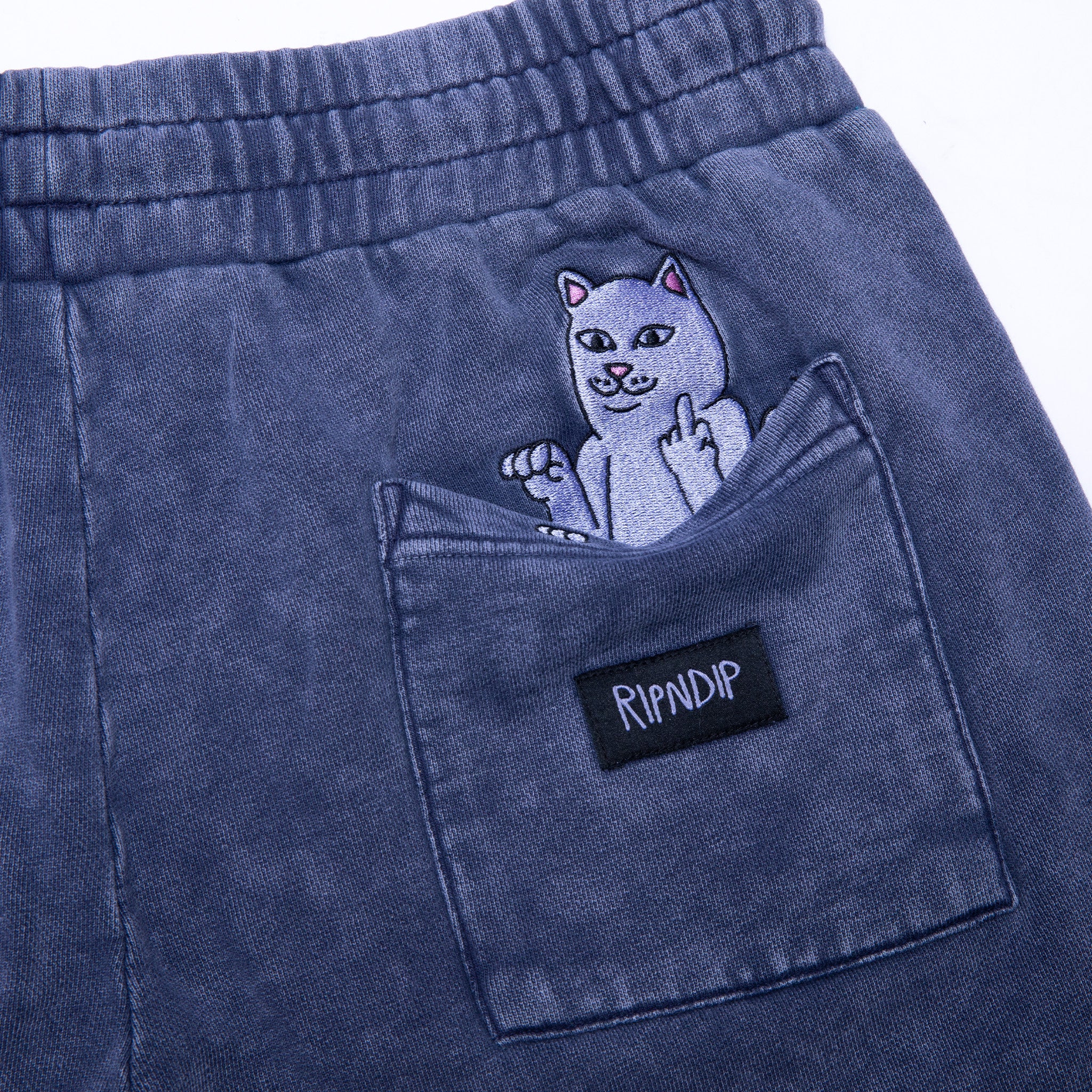 Peek A Nermal Sweatshorts (Navy Acid Wash)