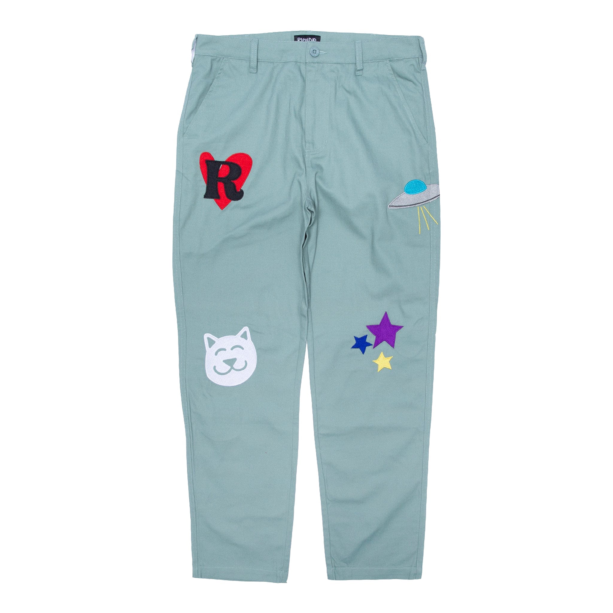 Play Date Cotton Twill Embroidered Pants (Pistachio)